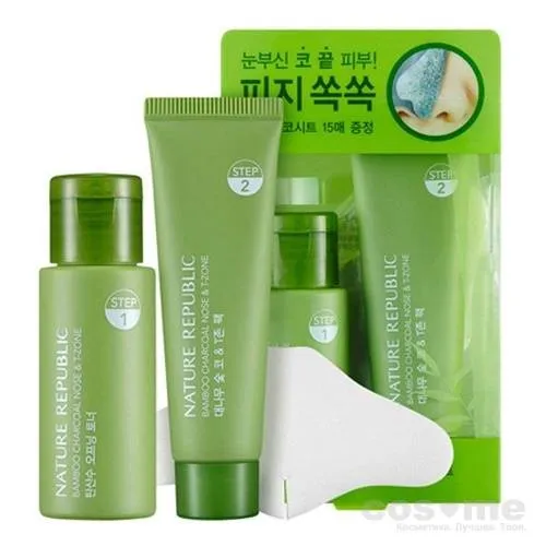 Набор для удаления черных точек в области носа Nature Republic Bamboo Charcoal Nose &amp; T-zone Pack — COS ❤️ ME.RU