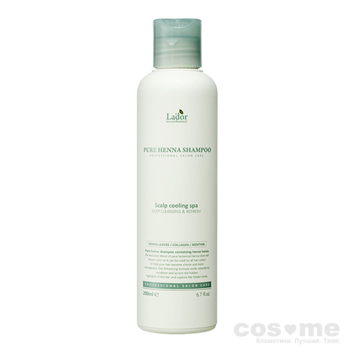 Шампунь для волос укрепляющий La’dor Pure Henna Shampoo Профессиональный шампунь для волос с хной и ментолом.