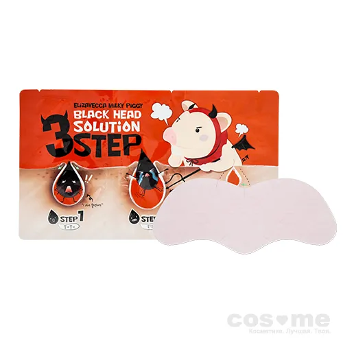 Набор от чёрных точек Elizavecca Milky Piggy Black Head Solution 3 Step Nose Strip — COS ❤️ ME.RU