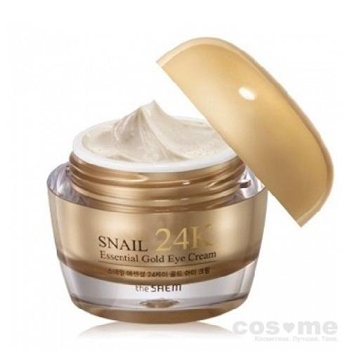 Крем для кожи вокруг глаз с муцином улитки и вибромассажер The Saem Snail Essential EX 24K Gold Eye Cream Set — COS ❤️ ME.RU
