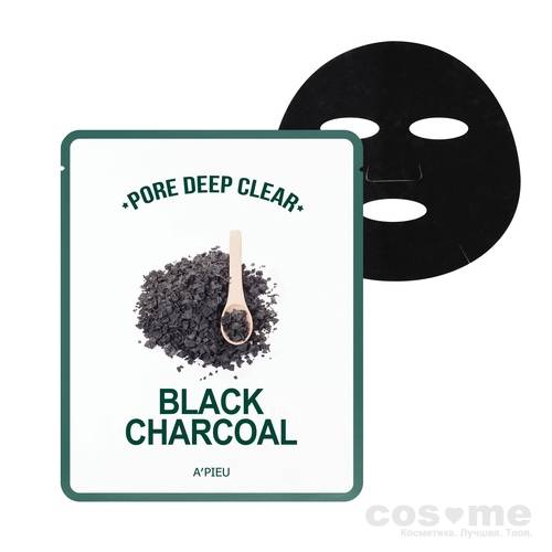 Маска для лица тканевая с древесным углем A&#039;PIEU Pore Deep Clear Black Charcoal Mask  Маска с древесным углем для очищения пор.