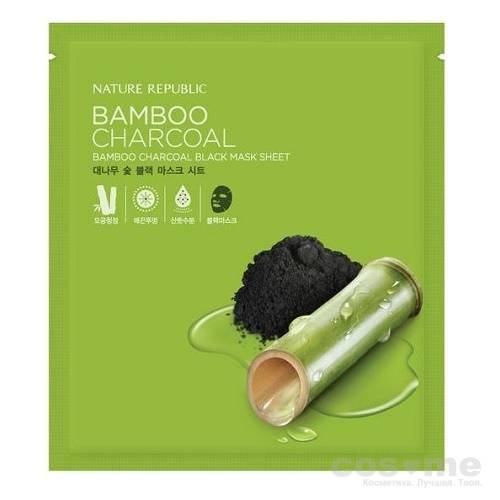 Маска для лица тканевая с бамбуковым углем Nature Republic Bamboo Charcoal Black Mask Sheet Тканевая маска с бамбуковым углем