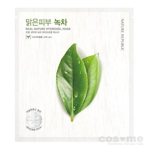 Маска для лица гидрогелевая тонизирующая Nature Republic Real Nature Green Tee Hydrogel Mask Маска гидрогелевая с экстрактом зеленого чая
