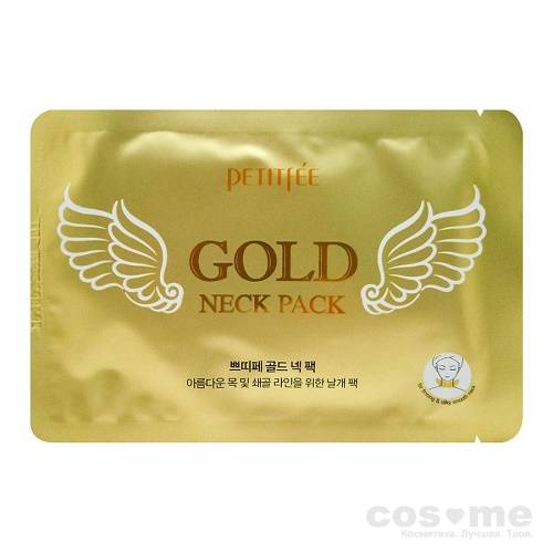 Патч для шеи Petitfee Gold Neck Pack Антивозрастная гидрогелевая маска для шеи с золотыми частицами.