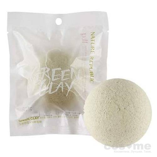 Спонж очищающий Nature Republic Beauty Tool Natural Jelly Cleansing Puff-Green Clay — COS ❤️ ME.RU