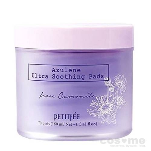 Успокаивающие диски Petitfee Azulene Ultra Soothing Pads Ультра успокаивающие подушечки для лица с азуленом.