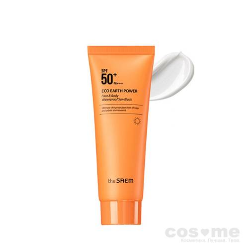 Крем солнцезащитный для лица и тела The Saem Eco Earth Power Face &amp; Body Waterproof Sun Block  Успокаивающий крем для лица и тела с  SPF50+ PA+++. 