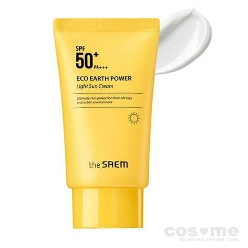 Крем солнцезащитный легкий The Saem Eco Earth Power Light Sun Cream SPF50 Крем легкий солнцезащитный SPF50+ PA+++ 