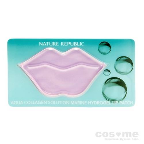 Маска для губ увлажненная с коллагеном Nature Republic Aqua Collagen Solution Marine Hydrogel Lip Patch — COS ❤️ ME.RU