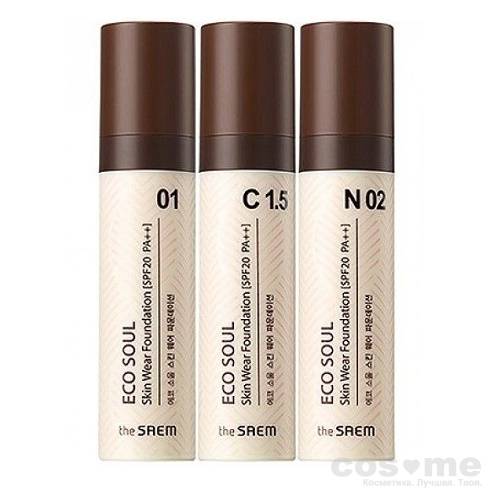 Тональная основа The Saem Eco Soul Skin Wear Foundation Glow Многофункциональная жидкая тональная основа.