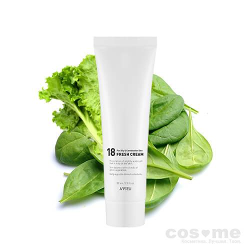 Слабокислотный крем для молодой кожи A&#039;PIEU 18 Fresh Cream (For Oily&amp;Combination Skin) A'PIEU 18 Line восстанавливает и поддерживает оптимальный уровень pH для всех типов кожи.