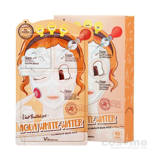 Маска для лица увлажняющая 3-шаговая Elizavecca 3-Step Aqua White Water Illuminate Mask Sheet — COS ❤️ ME.RU