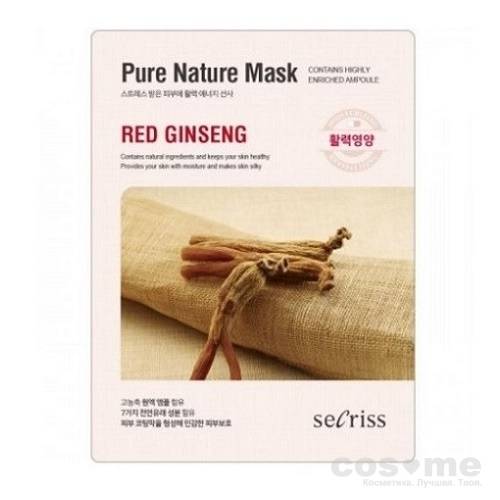 Маска для лица тканевая Anskin Secriss Pure Nature Mask Pack - Red Ginseng — COS ❤️ ME.RU