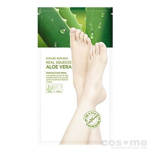 Пилинг-маска для ног с экстрактом алоэ Nature Republic Real Squeeze Aloe Vera Peeling Foot Mask — COS ❤️ ME.RU