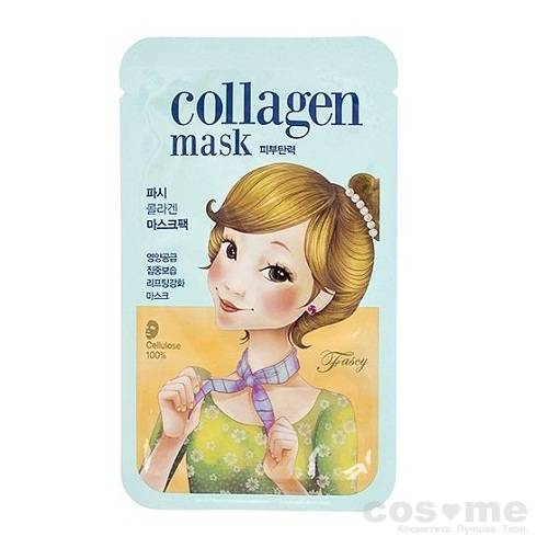 Маска для лица тканевая Fascy Scarf Tina Collagen Mask Тканевая маска для подтягивания и увлажнения кожи.