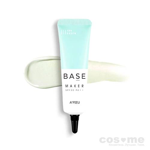 База под макияж A&#039;PIEU Base Maker Green SPF30/PA++ Зеленая основа под макияж для маскировки покраснений.