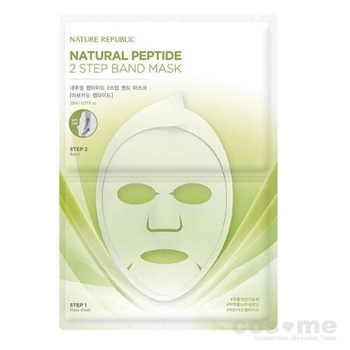 Маска для лица двухшаговая Nature Republic Natural Peptide 2 step Band Mask Sheet  Тканевая маска для ухода за лицом, состоящая из двух шагов. 