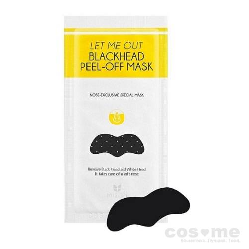 Патч для быстрого избавления от черных пор Mizon Let Me Out Blackhead Peel-Off Mask Одноразовый патч для удаления чёрных точек на носу.