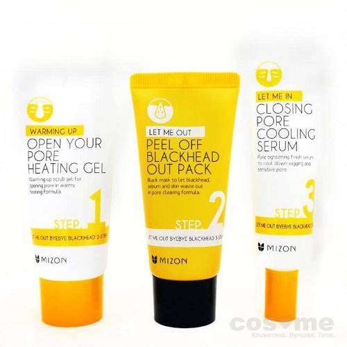Трехфазный комплекс очищения и сужения пор Mizon Let Me Out Byebye Black Head 3-Setp Kit — COS ❤️ ME.RU